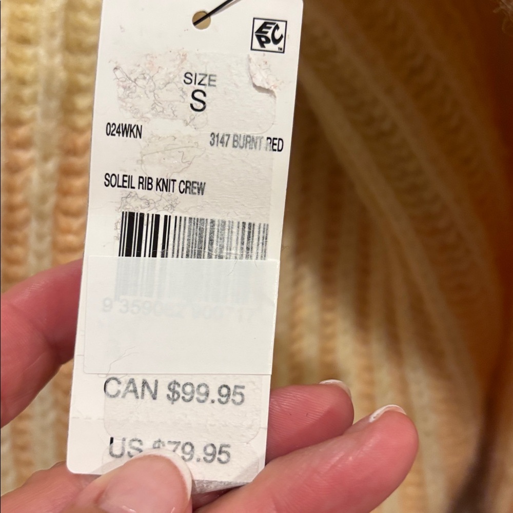 NWT Rip Curl Soleil Colorblock Rib Crewneck Sweater. Size Small. oversized - Picture 4 of 4